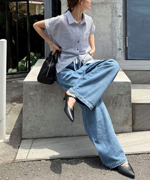 「fredy emue」 イージーパンツ 38 キナリ レディース_画像7