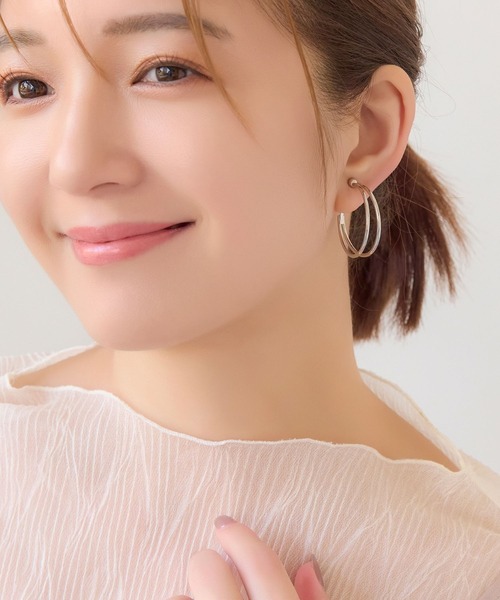 ［すぐにお届け］PHOEBE PHILO ダブルボールイヤリング Phoebe イヤリング ダブルラインフープイヤリング レディース