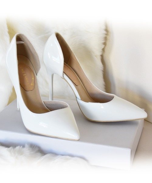 NT レディース パンプス 23.5㎝ ベージュ【EE70R-TS】ピンヒール Lace Ladies パンプス エナメルポインテッドトゥピンヒール