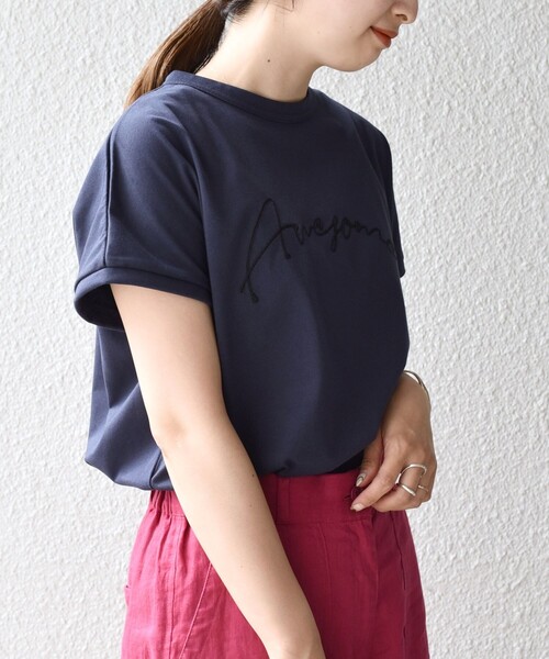 tシャツ スビンコットン アフリカンエンブロイダリーＴシャツ レディース Ungrid tシャツ 「UNISEX/ユニセックス」エンブロイダリー