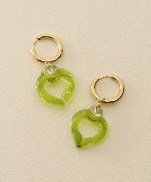 ピアス 「NINFA HANDMADE/ニンファ ハンドメイド」 Cuore in lime