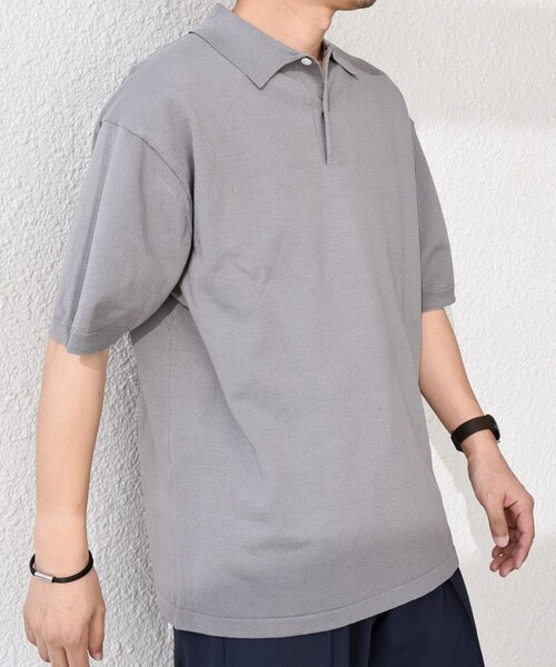 美品□サノバチーズ【XL】ケーブルポロ ポロシャツ グレー