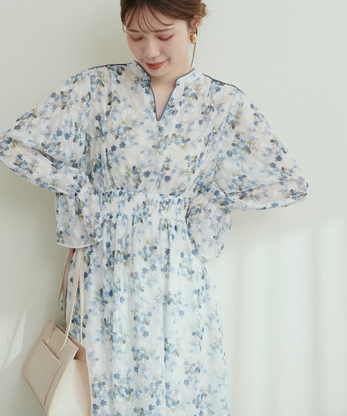 natural couture ワンピース フラワージャガードプチハイ