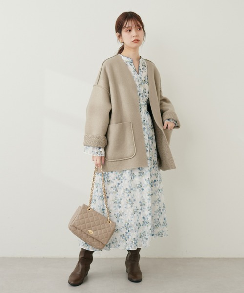 willfully｜フラワージャガードバイカラーパイピングワンピース WILLFULLY（ウィルフリー）の「flower jacquard bi color piping