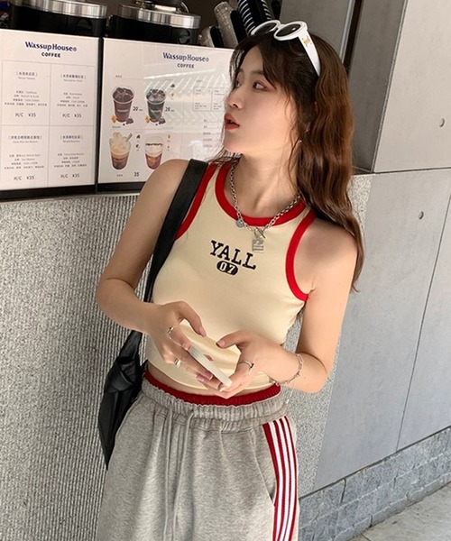 Revo. タンクトップ ノースリーブ 「パット付き」YALL ロゴ アメリカン