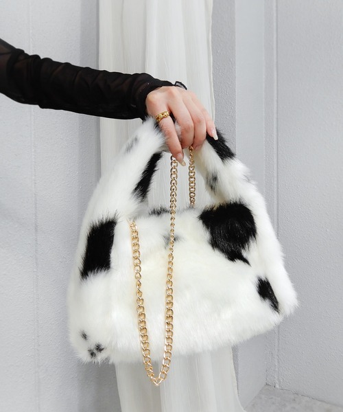 minia（ミニア） ハンドバッグ ワンハンドルファーバッグ 「 ゴールド