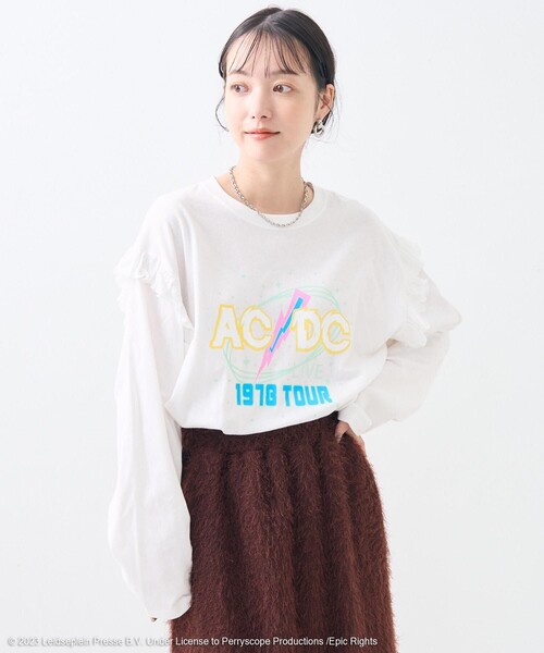 tシャツ ACDC HIGH VOLTAGE フリル ロンT / エーシーディーシー ハイボルテージ フリルロンT  / ロックＴシャツ / バンドＴ セール】ACDC HIGH VOLTAGE フリル ロンT / エーシーディーシー