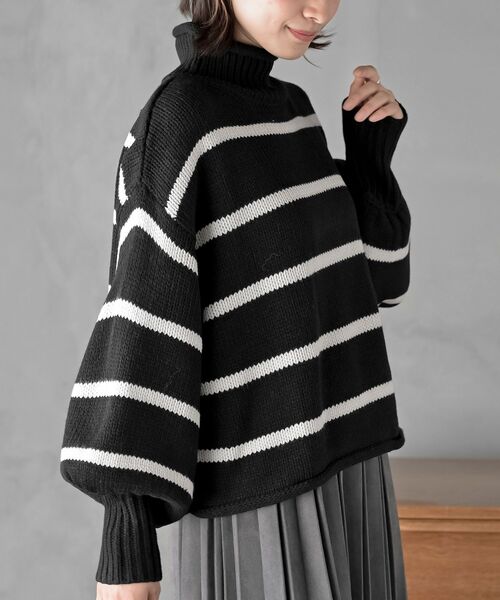 r・p・s（アールピーエス） ニット セーター ハイネックボーダーニット