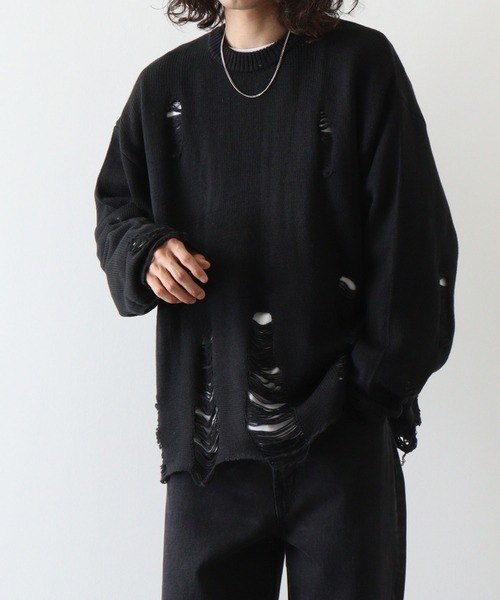 FUNALIVE セーター ニット ダメージ加工 バルキーニット メンズ