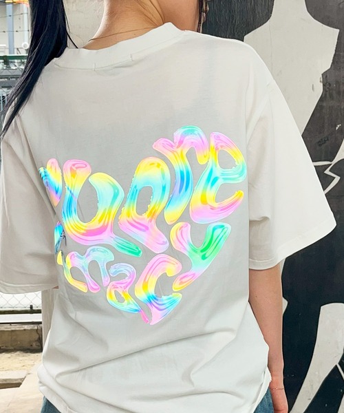 tシャツ 「unisex」オーロラリフレクター ハートロゴ Tシャツ