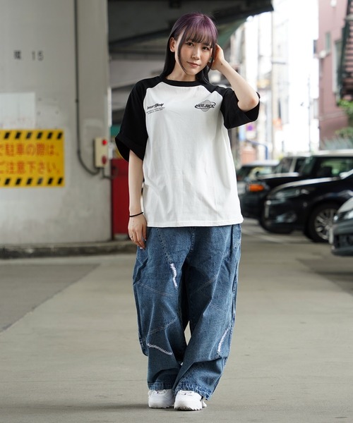 CUNE ラグランTシャツ ハート　七分袖カットソー Ｌ セール】CENTREラグラン7分（Tシャツ/カットソー