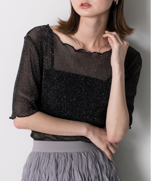 ad thie（アドティエ） tシャツ メローデザイン ラメシアートップス