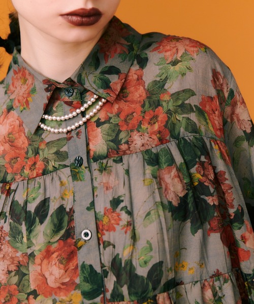 manana suerte シャツ ブラウス FLOWERシアーティアードブラウス