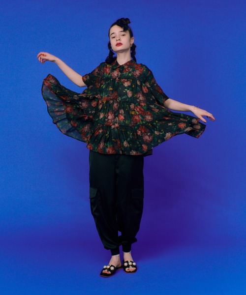 manana suerte シャツ ブラウス FLOWERシアーティアードブラウス