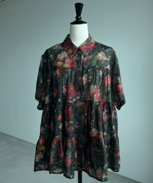 manana suerte シャツ ブラウス FLOWERシアーティアードブラウス