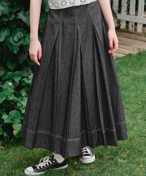 デニムスカート made in Japan tuck denim skirt/日本製デニムスカート