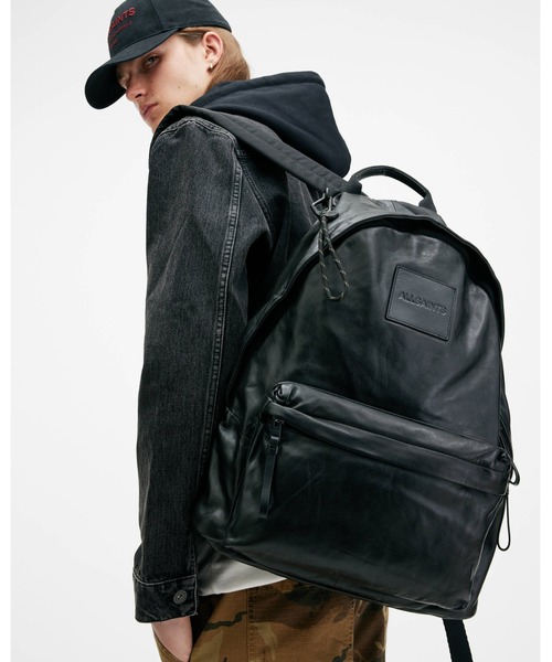 【極美品】オールセインツ SM 2way 黒 シボ革 リュック 編み込み ALLSAINTS デイバック リュック CARABINER EMBOSSED LEATHER