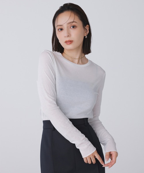 アニュアンス　シアーストレッチクルーネックT anuans tシャツ シアーストレッチクルーネックTEE レディース