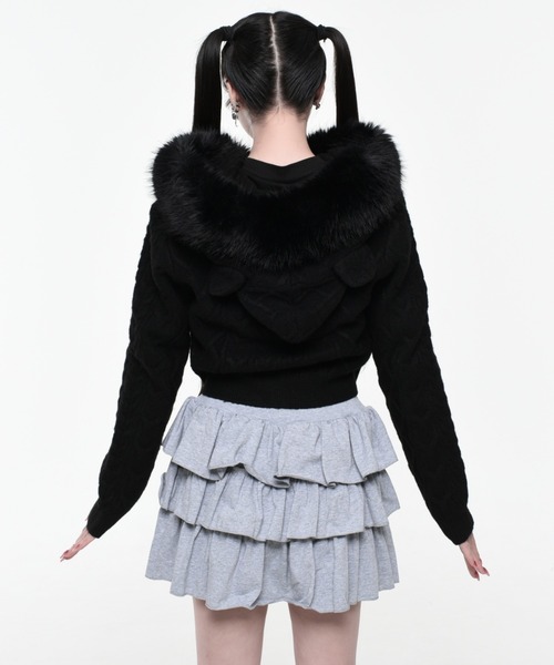 パーカー 「TRAVAS TOKYO/トラバス トーキョー」ファーケーブルニットパーカー レディース メンズ TRAVAS TOKYO パーカー 「TRAVAS TOKYO/トラバス トーキョー