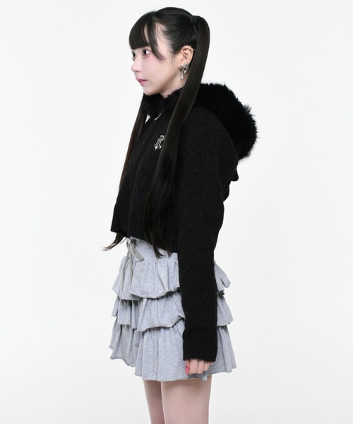 パーカー 「TRAVAS TOKYO/トラバス トーキョー」ファーケーブルニットパーカー レディース メンズ TRAVAS TOKYO パーカー 「TRAVAS TOKYO/トラバス トーキョー