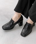 ローファー 通学 スクエアトゥ 6.5cmヒー...の詳細画像3