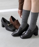 ローファー 通学 スクエアトゥ 6.5cmヒー...の詳細画像5