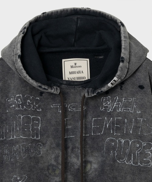 MIHARA YASUHIRO パーカー チャコール Maison MIHARA YASUHIRO - Sun Faded Hoodie - BLACK / プル