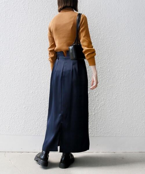 SHIPS any スカート any:「手洗い可能」サテン ラップデザイン ロング