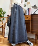 デニムスカート リメイク風デニムスカートの詳細画像3