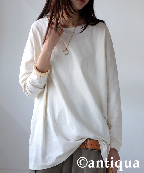 tシャツ ベーシックロングTシャツ レディース メンズ | antiqua | 01