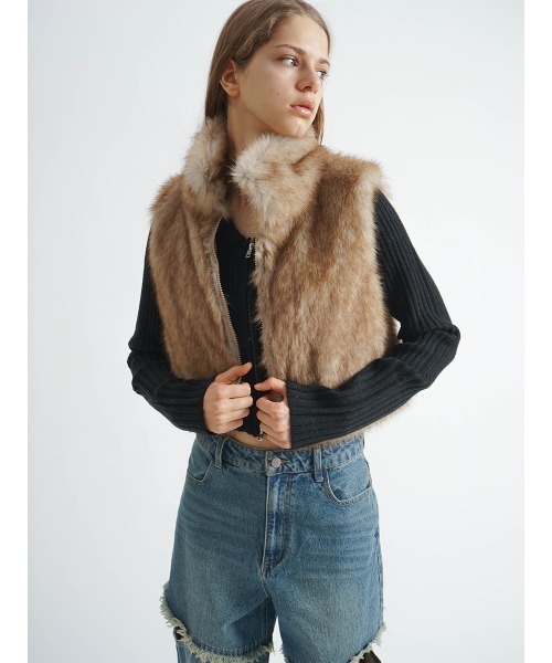 ベスト ジレ DOUBLE ZIP FUR VEST レディース : ZOZOTOWN Yahoo!店