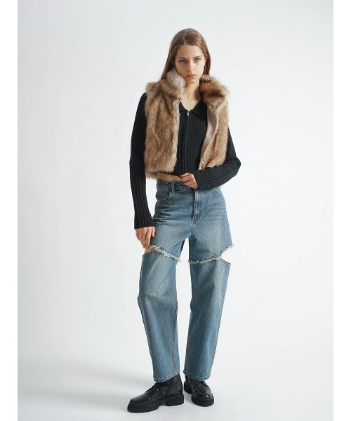 ベスト ジレ DOUBLE ZIP FUR VEST レディース : ZOZOTOWN Yahoo!店