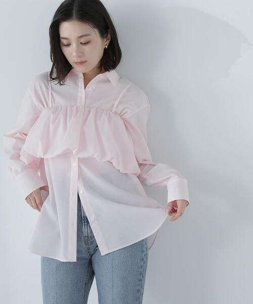 ブラウス シャツ 「Oggi掲載」バルーンビスチェセットシャツ レディース Oggi掲載】バルーンビスチェセットシャツ | NATURAL BEAUTY