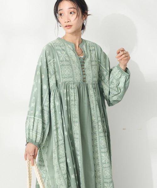 CRAFT STANDARD BOUTIQUE ワンピース 「追加」パネル柄ウエスト