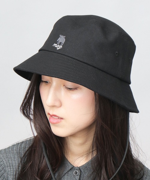 moz（モズ） 帽子 ハット あご紐付き リネン混 綿麻 バケットハット