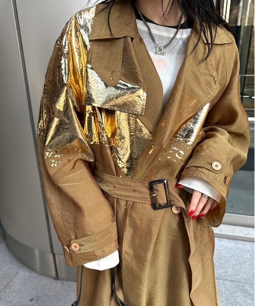 Ameri（アメリ） トレンチコート コート FOIL PAINTING SHEER TRENCH