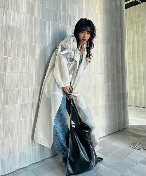 Ameri（アメリ） トレンチコート コート FOIL PAINTING SHEER TRENCH