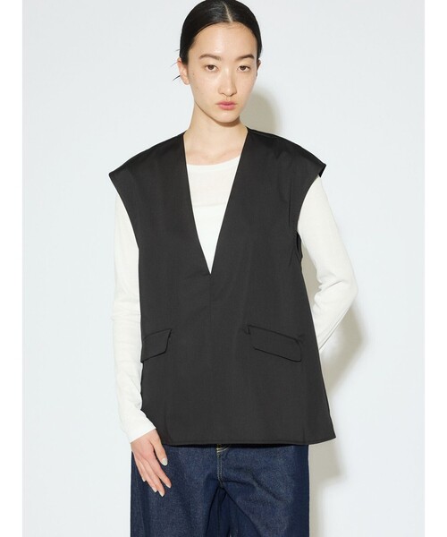 ベスト ジレ MIDIUMISOLID for Ladies Vネックノースリーブプルオーバー レディース