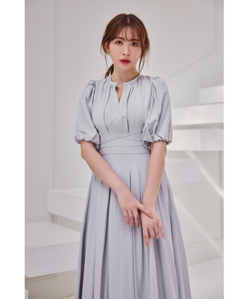 Her lip to】Fountain Lace Up Bow Dress