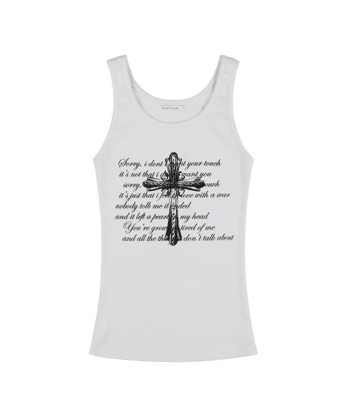 タンクトップ ノースリーブ A'GEM/9 × .kom 「 FANCY CLUB/ファンシークラブ」 FRONT CROSS SLEEVELESS/ FANCY CLUB タンクトップ ノースリーブ A'GEM/9 × .kom 「 CLUB