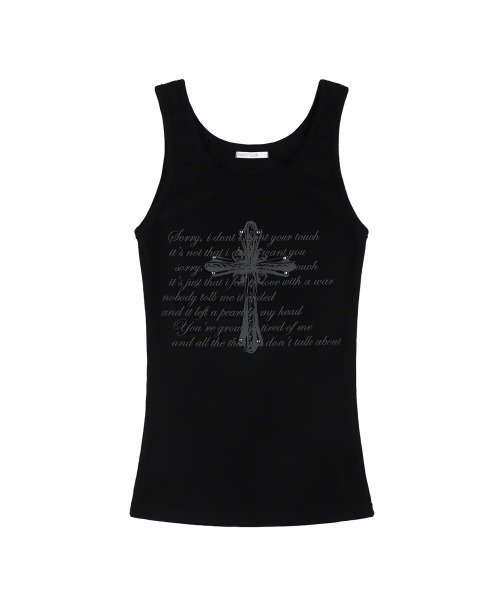 タンクトップ ノースリーブ A'GEM/9 × .kom 「 FANCY CLUB/ファンシークラブ」 FRONT CROSS SLEEVELESS/ FANCY CLUB タンクトップ ノースリーブ A'GEM/9 × .kom 「 CLUB