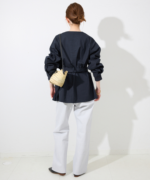 SLOBE IENA コート アウター ノーカラーサファリブルゾン