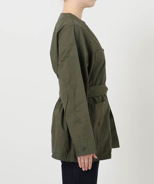 美品◆SLOBE IENA　リバーシブル　ノーカラーガウンコート スローブイエナ SLOBE IENA コート アウター ノーカラーサファリブルゾン