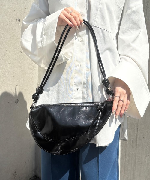 【韓国ファッション】ハンドバッグ ショルダー レザー メッシュ I-SOOK ハンドバッグ 「ISOOK / アイスー」レザーライクハーフ