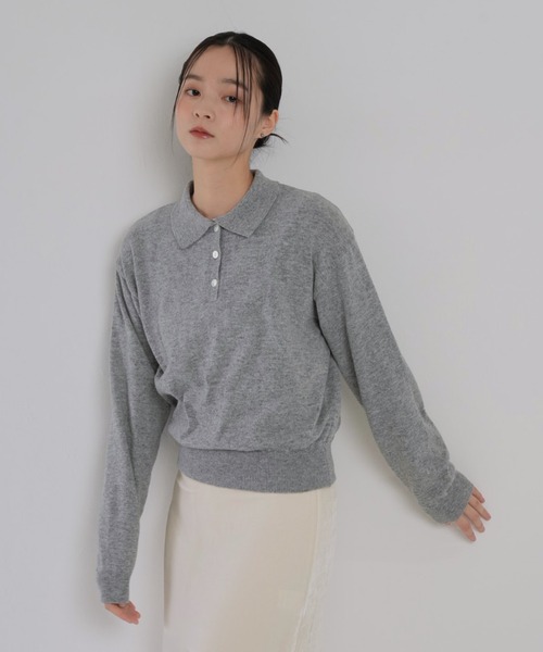 Geeong(ジーオン) ニット セーター ボタン ポロニット 長袖 Geeong(ジーオン) ニット セーター ボタン ポロニット 長袖