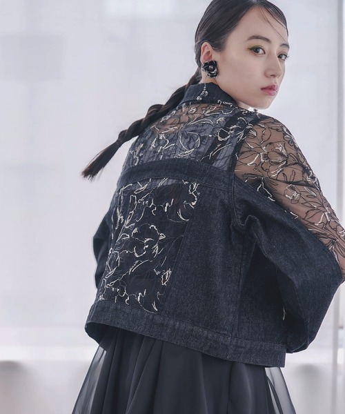【完売品】HARE デニムシアーキリカエブルゾン ブラック F 楽天市場】デニムシアーキリカエブルゾン HARE ハレ ジャケット