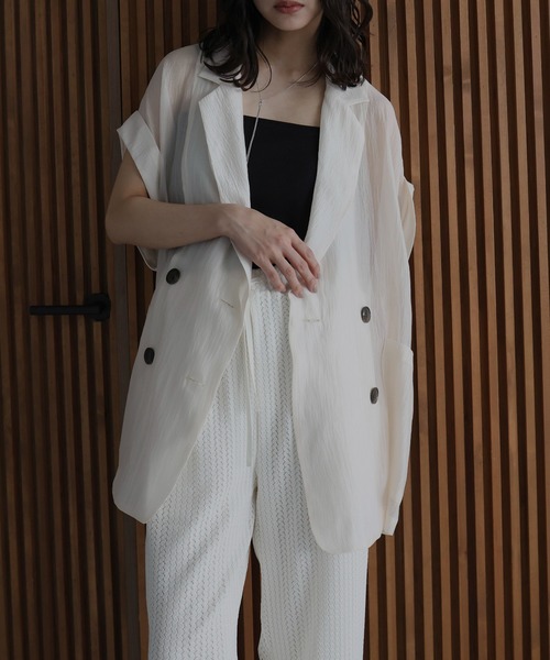 hellam ベスト ジレ ラメワッシャー ダブルジレ レディース