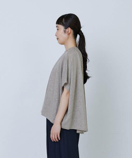 tシャツ リネンガーゼ天竺ギャザーディテールプルオーバー レディース LOISIR tシャツ リネンガーゼ天竺ギャザーディテールプル