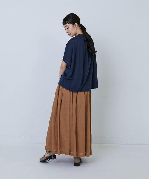 tシャツ リネンガーゼ天竺ギャザーディテールプルオーバー レディース LOISIR tシャツ リネンガーゼ天竺ギャザーディテールプル