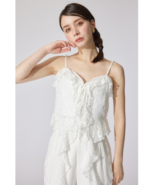 J＆R レース キャミソール rienda キャミソール シンメトリーレースキャミトップス 夏服